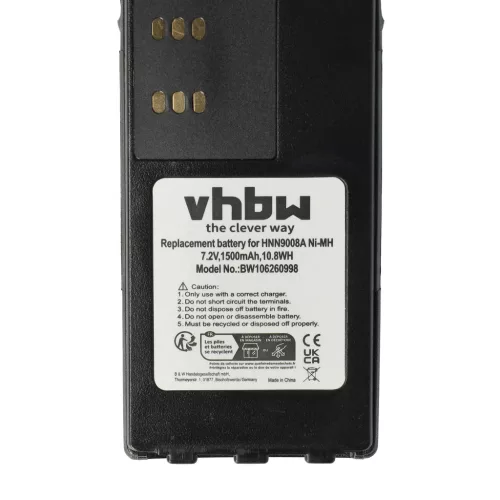 VHBW Radio Akku HMNN4151, HMNN4154, HMNN4158, HMNN4159 - 1500 mAh 7,2 V NiMH