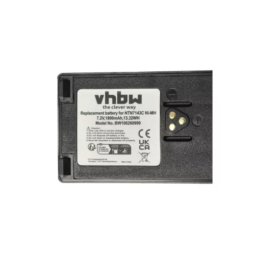 VHBW Radio Battery NTN7143B, NTN7143C, NTN7143A, NTN7143 - 1800 mAh 7.5 V NiMH