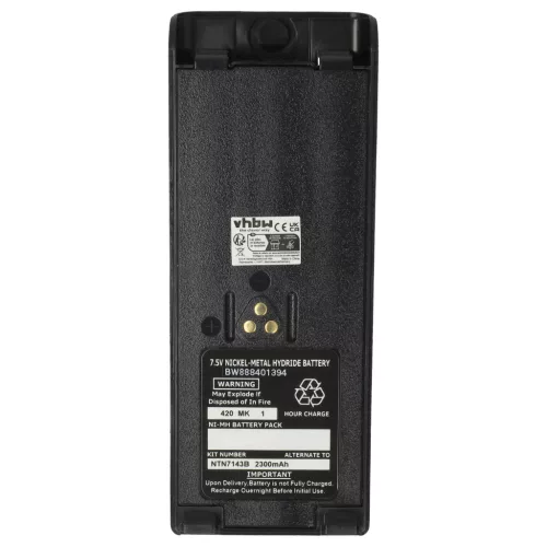 VHBW Radio Battery NTN7143, NTN7143CR, NTN7143B, NTN7143A - 2300 mAh 7.5 V NiMH