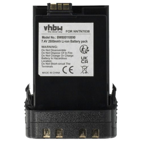VHBW Radio Battery NNTN7034A, NNTN7034B, NNTN7038, NNTN7035A, NNTN7035 - 2500 mAh 7.4 V Li-Ion