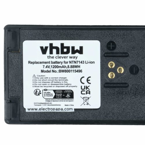 VHBW Rádió Akkumulátor NTN7143A, NTN7143, FuG11b, NTN7143CR, NTN7143B - 1200 mAh 7,4 V Li-Ion