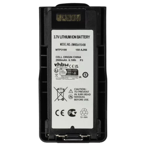VHBW Rádió Akkumulátor NNTN8020B, NNTN8020AC, NNTN8020A, NNTN8020 - 2900 mAh 3,7 V Li-Ion