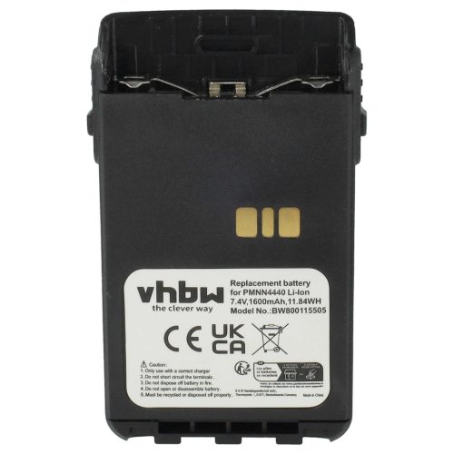 VHBW Radio Battery PMNN4511A, PMNN4440, PMNN4502A, PMNN4440AR - 1600 mAh 7.4 V Li-Ion