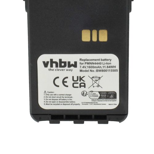 VHBW Radio Battery PMNN4511A, PMNN4440, PMNN4502A, PMNN4440AR - 1600 mAh 7.4 V Li-Ion
