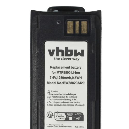 VHBW Radio Akku NNTN8570B, NNTN8570A, NNTN8570 - 1250 mAh 7,6 V Li-Ion