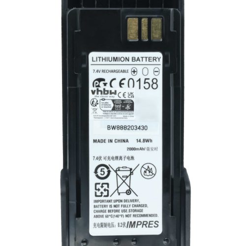 VHBW Rádió Akkumulátor NNTN8359A, NNTN8359, NNTN8359C - 2000 mAh 7,4 V Li-Ion