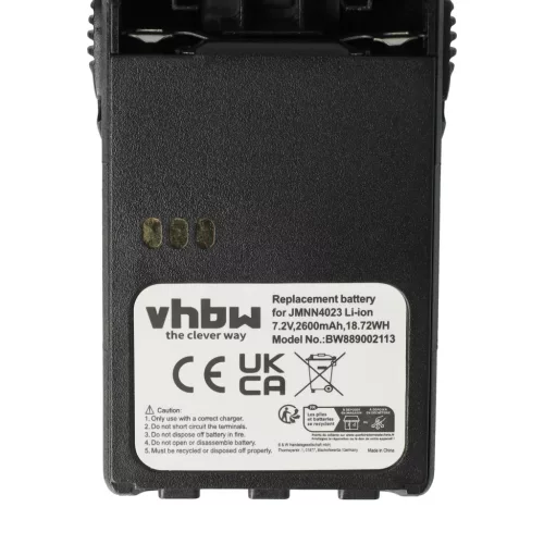 VHBW Radio Akku JMNN4023BR, JMNN4023, JMNN4024 - 2600 mAh 7,2 V Li-Ion