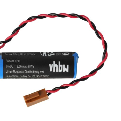 VHBW CNC Controller Battery instead of Toshiba ER6V, JAE2P - 2000 mAh 3.6 V Li-MnO2