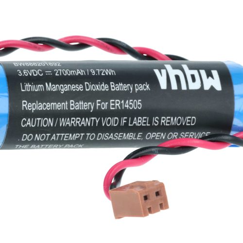 VHBW CNC Controller Battery ER6VCT - 2700 mAh 3.6 V Li-SOCl2