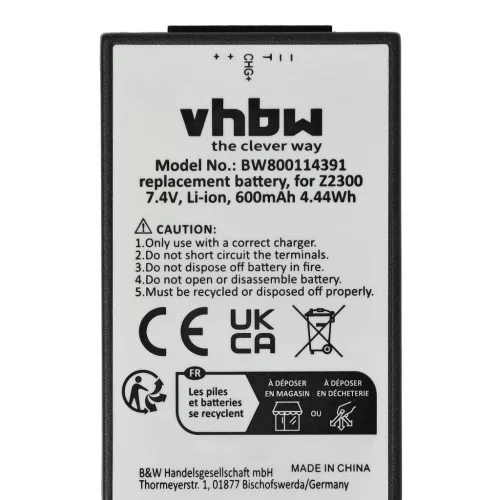 VHBW Akku Polaroid Z2300, Z230E - 600 mAh 7,4 V Li-Ion
