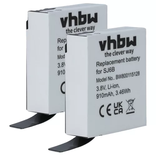 VHBW Videokamera Akkumulátor SJCam SJ6B - 910 mAh 3,8 V Li-Ion