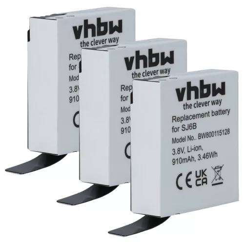 VHBW Video Camera Battery SJCam SJ6B - 910 mAh 3.8 V Li-Ion