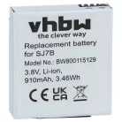 VHBW Videokamera Akkumulátor SJCam SJ7B - 910 mAh 3,8 V Li-Ion