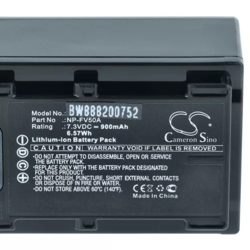 VHBW Video Camera Battery Replacement for Sony NP-FV50A - 900 mAh 7.3 V Li-Ion