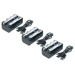   3x Battery replaces Sony NP-F950, NP-F930/B, NP-F950/B, NP-F550, NP-F930, NP-F960 - 2000mAh, 7.4V, Li-Ion