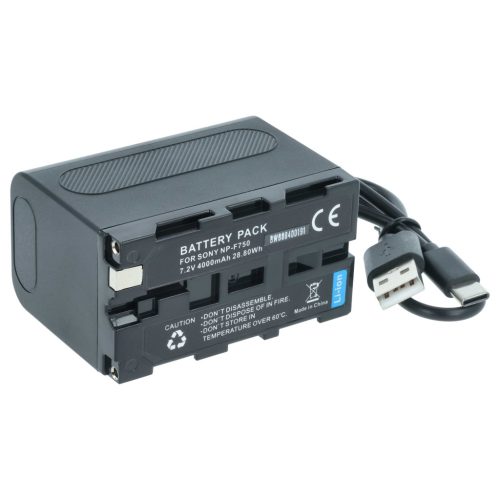 2x Battery replaces Sony NP-F950, NP-F930/B, NP-F950/B, NP-F930, NP-F750, NP-F960 - 4000mAh, 7.4V, Li-Ion