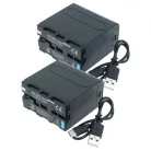2x Battery replaces Sony NP-F950, NP-F930/B, NP-F950/B, NP-F550, NP-F930, NP-F750 - 6000mAh, 7.4V, Li-Ion