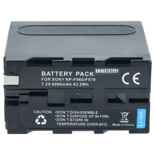 2x Battery replaces Sony NP-F950, NP-F930/B, NP-F950/B, NP-F550, NP-F930, NP-F750 - 6000mAh, 7.4V, Li-Ion