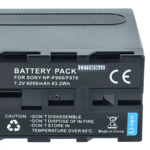 2x Battery replaces Sony NP-F950, NP-F930/B, NP-F950/B, NP-F550, NP-F930, NP-F750 - 6000mAh, 7.4V, Li-Ion
