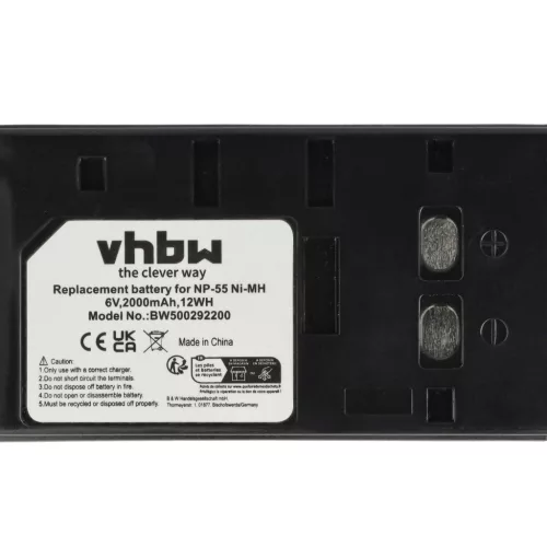 VHBW Videokamera Akku BN-V65U, BN-V50U, BN-V25U, BN-V22U - 2000 mAh 6 V NiMH