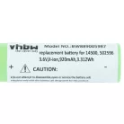 VHBW Taschenlampenakku Ledlenser 14500, 502596 - 920 mAh 3,6 V Li-Ion