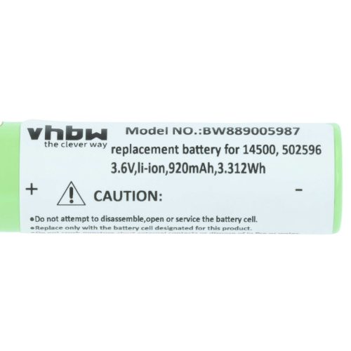 VHBW Flashlight Battery 14500, 502596 - 920 mAh 3.6 V Li-Ion