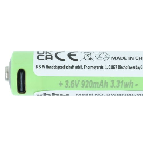 VHBW Taschenlampenakku Ledlenser 14500, 502596 - 920 mAh 3,6 V Li-Ion