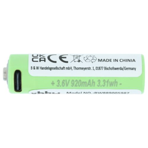 VHBW Taschenlampenakku Ledlenser 14500, 502596 - 920 mAh 3,6 V Li-Ion