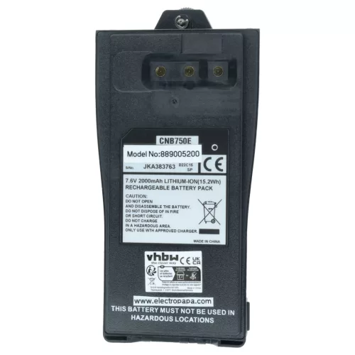 VHBW Radio Akku Entel CNB750E Ersatz - 2000 mAh 7,6 V Li-Ion