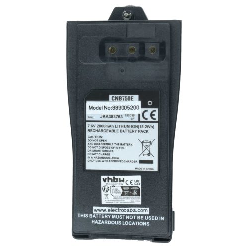VHBW Rádió Akkumulátor CNB750E - 2000 mAh 7,6 V Li-Ion