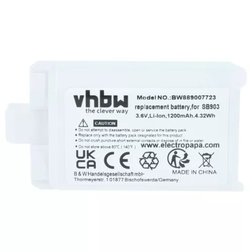 VHBW Wireless System Battery for Shure SB903 Replacement for Shure Devices - 1200 mAh 3.7 V Li-Ion