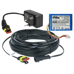   VHBW Battery, Low Voltage Cable and Power Adapter for Husqvarna Automower - 3400 mAh