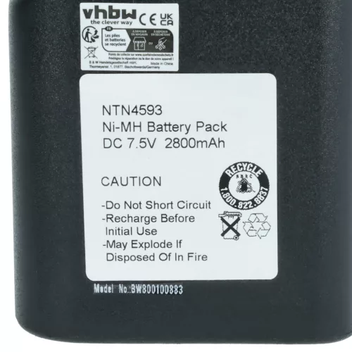 VHBW Radio Akku NTN4538, NTN4593A, NTN4593B, NTN4592, NTN4593 - 2700 mAh 7,5 V NiMH