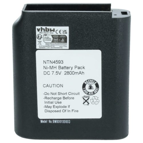 VHBW Rádió Akkumulátor NTN4538, NTN4593A, NTN4593B, NTN4592, NTN4593 - 2700 mAh 7,5 V NiMH