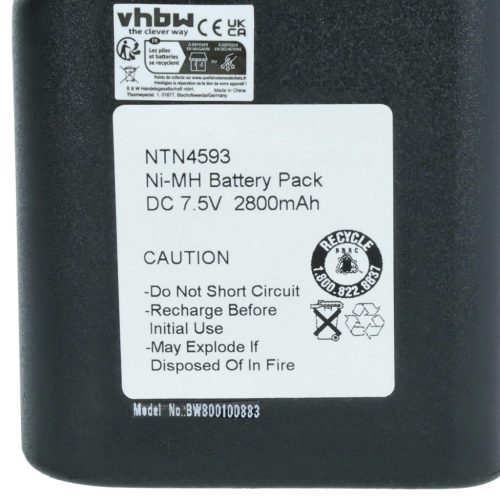 VHBW Rádió Akkumulátor NTN4538, NTN4593A, NTN4593B, NTN4592, NTN4593 - 2700 mAh 7,5 V NiMH
