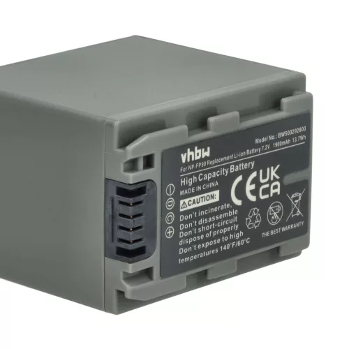 VHBW Video Camera Battery NP-FP60, NP-FP51, NP-FP50, NP-FP30, NP-FP70 - 1900 mAh 7.2 V Li-Ion