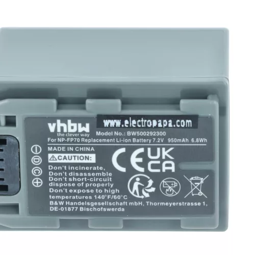 VHBW Video Camera Battery NP-FP60, NP-FP51, NP-FP50, NP-FP30, NP-FP70 - 950 mAh 7.2 V Li-Ion