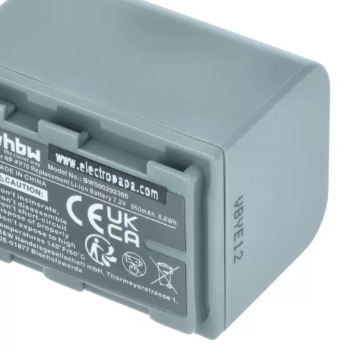 VHBW Video Camera Battery NP-FP60, NP-FP51, NP-FP50, NP-FP30, NP-FP70 - 950 mAh 7.2 V Li-Ion
