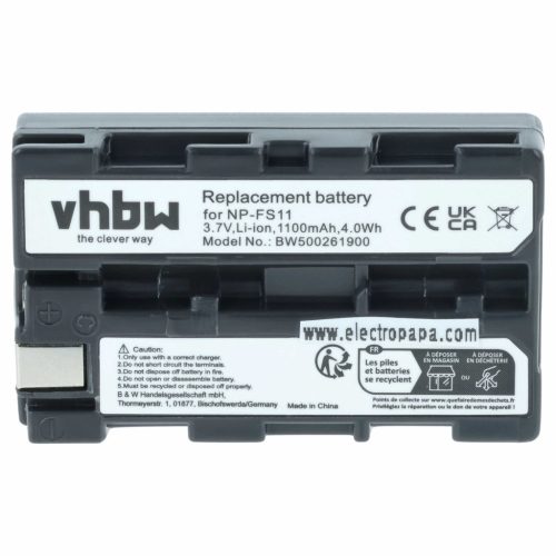 VHBW Videokamera Akku NP-FM11, NP-FS10, NP-F11, NP-FM10, NP-F10 - 1100 mAh 3,6 V Li-Ion