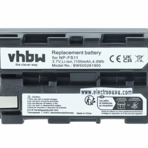 VHBW Videokamera Akku NP-FM11, NP-FS10, NP-F11, NP-FM10, NP-F10 - 1100 mAh 3,6 V Li-Ion