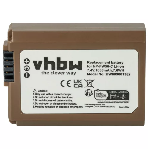 VHBW Akku anstelle Sony NP-FW50 - 1030 mAh 7,4 V Li-Ion
