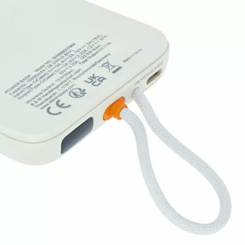 Mágneses Vezeték Nélküli Power Bank 10000 mAh, például iPhone, Samsung, Xiaomi készülékekhez - Bézs