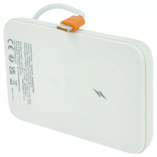 Mágneses Vezeték Nélküli Power Bank 10000 mAh, például iPhone, Samsung, Xiaomi készülékekhez - Bézs
