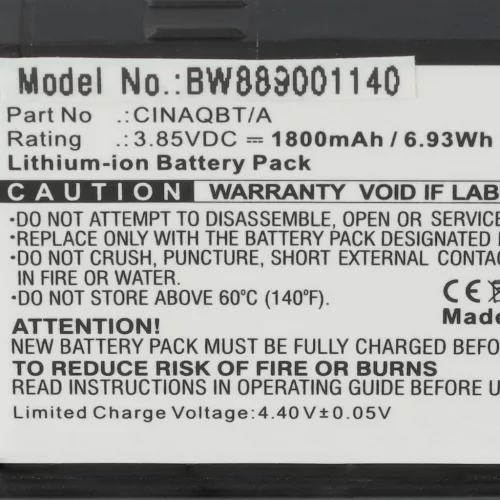 VHBW Battery Insta360 CINAQBT/A - 1800 mAh 3.85 V Li-Ion