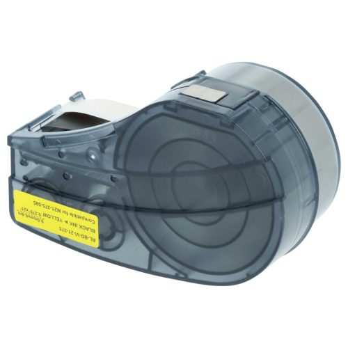 VHBW Label Tape Replacement for Brady M21-375-595-YL - 9.53 mm Black-Yellow, Vinyl