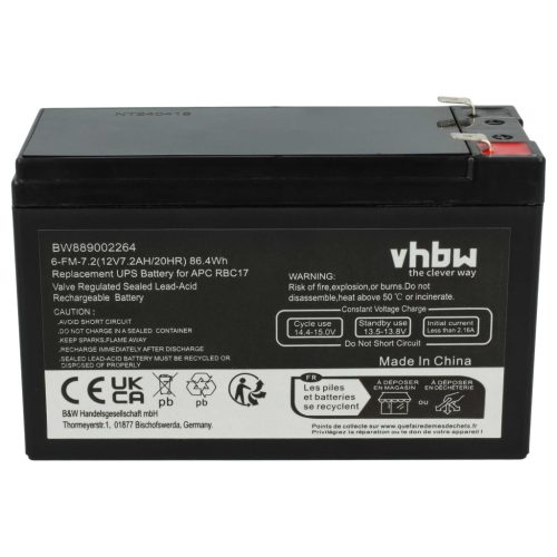 VHBW UPS Akku APC RBC48 - 7200 mAh 12 V AGM