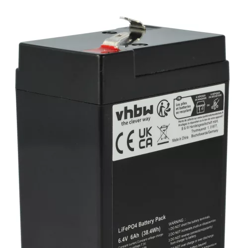 VHBW Bordakku für Wohnwagen, Boot, Wohnmobil, Solarsysteme - 6 Ah 6,4 V LiFePO4