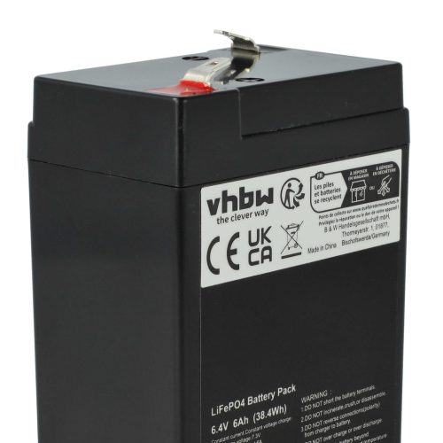 VHBW Eingebauter Akku für Wohnwagen, Boote, Wohnmobile, Solarsysteme - 6 Ah 6,4 V LiFePO4