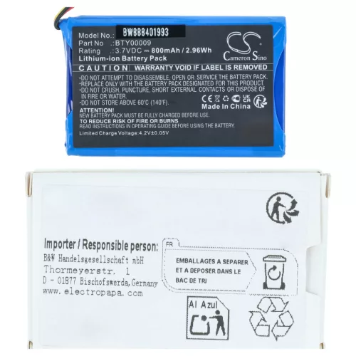 VHBW Kartenleser Akku BTY00009, FPS16020002419 - 800 mAh 3,7 V Li-Ion