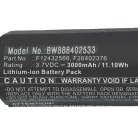 VHBW Battery Ingenico F12432566, F26402376 - 3000 mAh 3.7 V Li-Ion